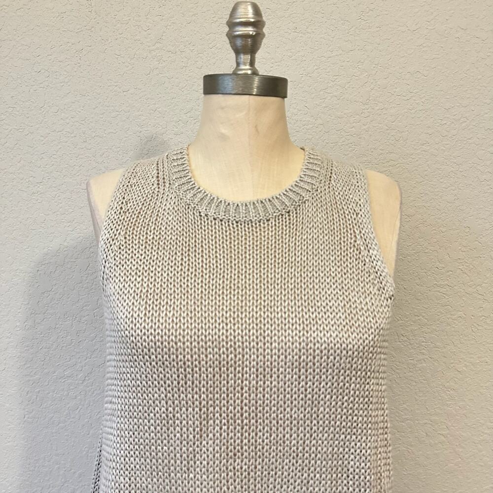 BANANA REPUBLIC Sweater Tank Beige Heirloom Linen Open Knit Pullover NWT - Picture 3 of 9